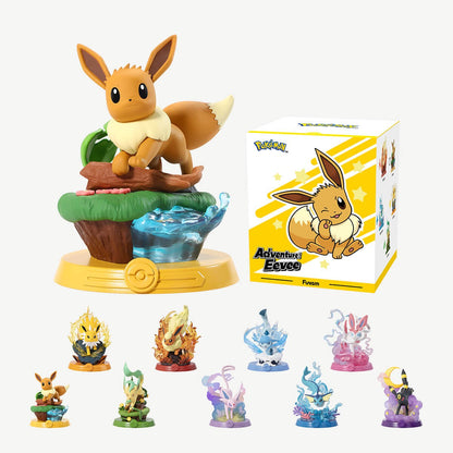 Funism Pokémon Adventure! Eevee Series – Eevee figure with the English-release box and the 9 series figures
