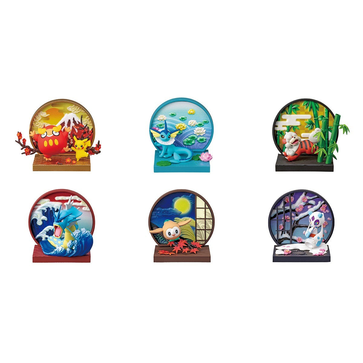 Re-Ment Pokémon Japanese Window (Wa no Mado) – all six figures in the series
