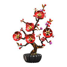 Plum Blossom Bonsai – MJI 13116 botanical building set – assembled plum blossom bonsai on a white background