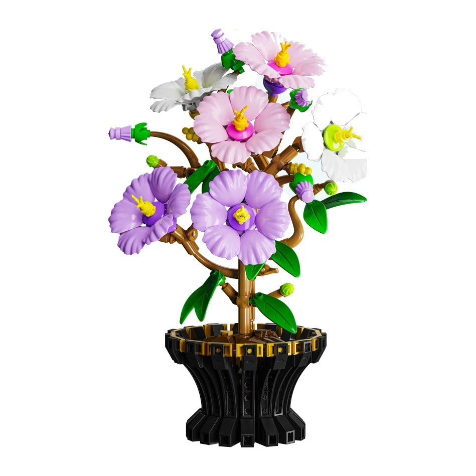 Cotton Rose – MJI 13118 botanical building set – assembled cotton rose on a white background