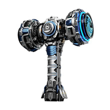 Blue-Core War Hammer – MJI 13109 motorised building set – assembled mechanical hammer on a white background