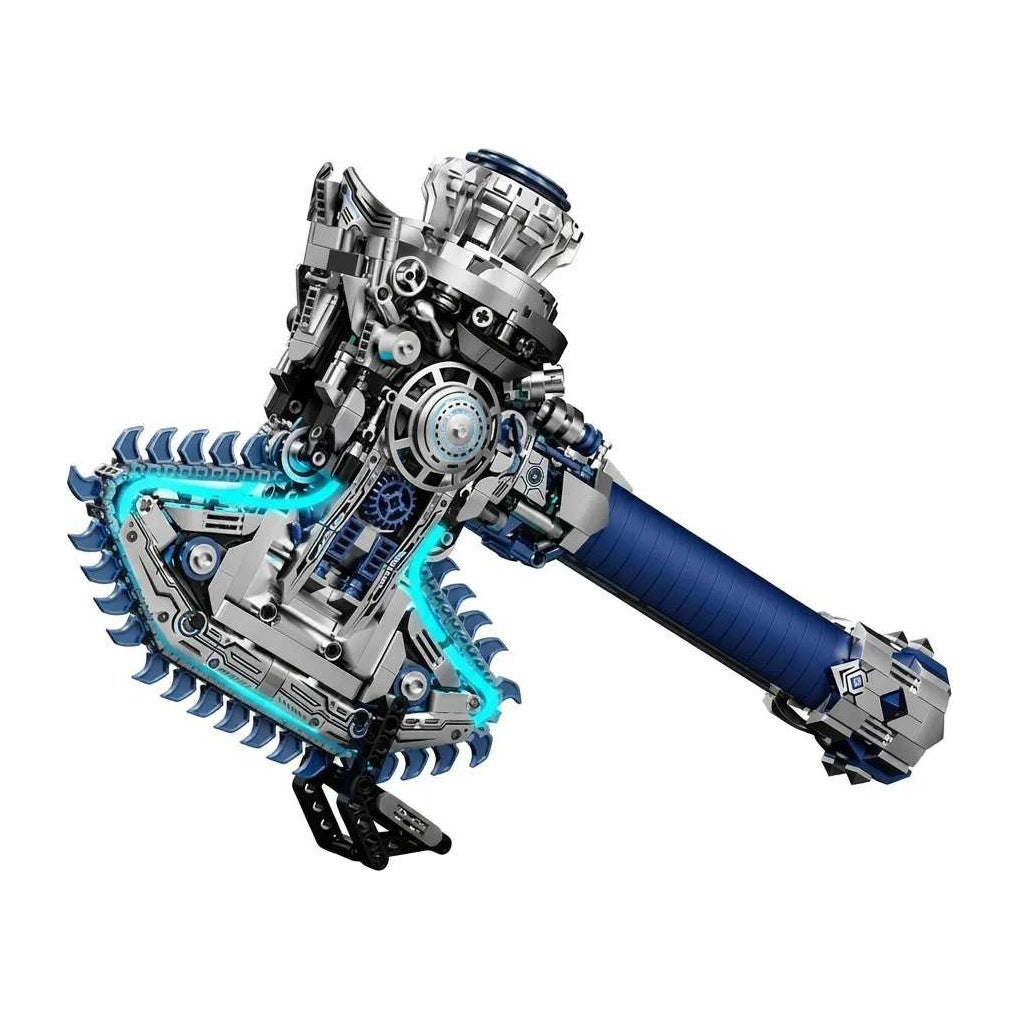 Ice-Core Battle Axe – MJI 13156 motorised building set – assembled ice-core battle axe on a white background