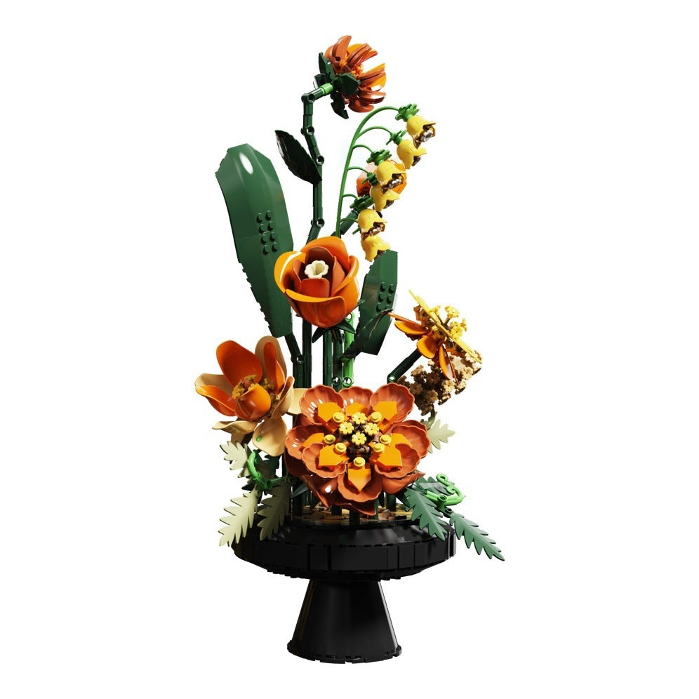 Morandi Bouquet – MJI 13112 botanical building set – assembled bouquet on a white background