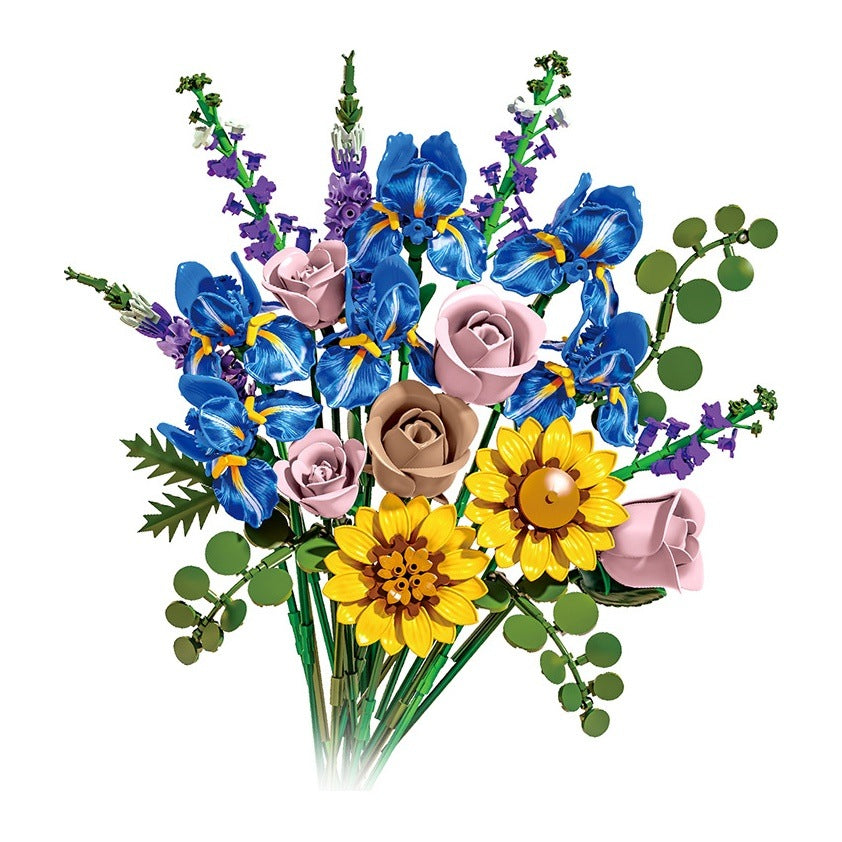 Iris Bouquet – MJI 13122 botanical building set – assembled bouquet on a white background