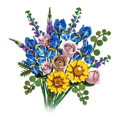 Iris Bouquet – MJI 13122 botanical building set – assembled bouquet on a white background