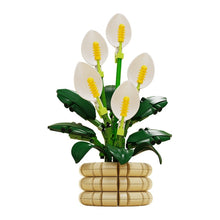 Peace Lily – MJI 13123 botanical building set – assembled peace lily in stacked pot on a white background