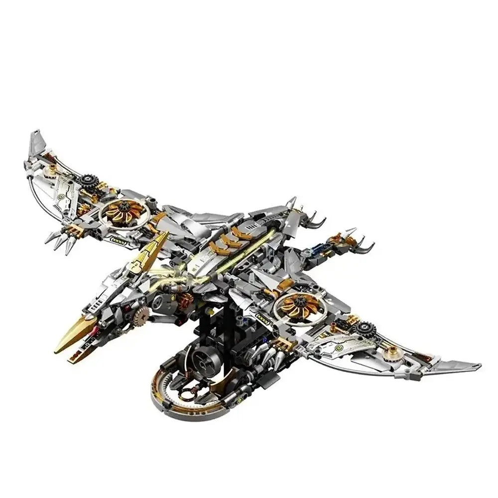 Mechanical Pterosaur – MJI 13107 motorised building set – assembled mechanical pterosaur on a white background