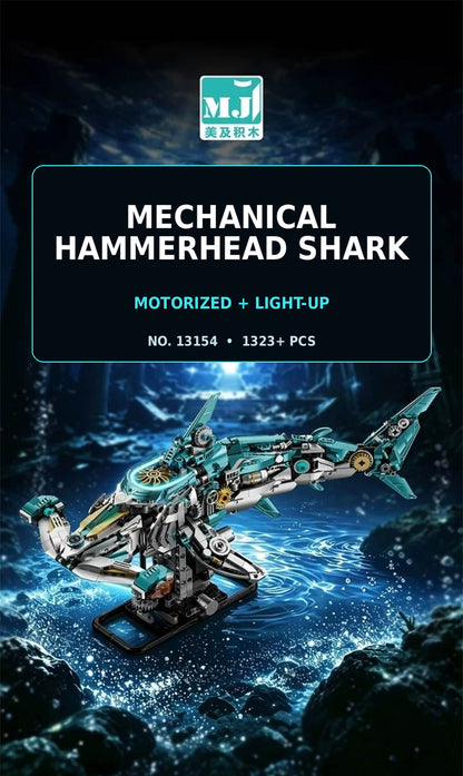 MJI 13154 Mechanical Hammerhead Shark – Motorized Light-Up 1323-Piece Building Set