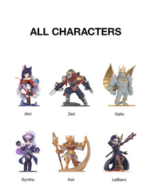 POP MART League of Legends Midlane Icons – regular figures Ahri, Zed, Galio, Syndra, Azir and LeBlanc
