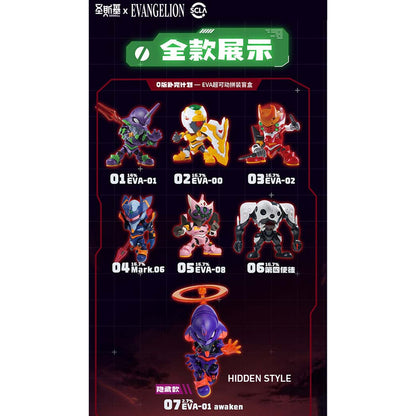 SOSKILL Evangelion Super Movable – lineup of the six regular designs and the hidden EVA-01 Awakening