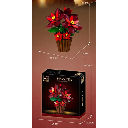 Poinsettia – MJI 13124 botanical building set – retail box with the assembled model and dimensions