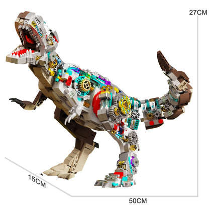 Semi-Mechanical T-Rex – MJI 13050 motorised building set – T-Rex on a white background with dimension lines 50 x 15 x 27 cm