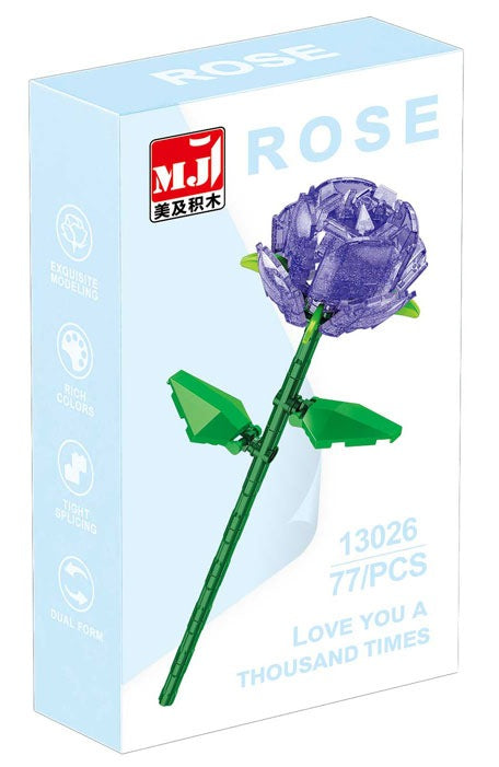 Pearlescent Purple Rose – MJI 13026 botanical building set – front of the retail box with pearlescent purple rose artwork