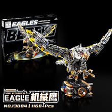 Mechanical Eagle – MJI 13084 motorised building set – retail box behind the assembled eagle