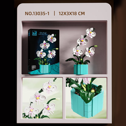 Flower Language Assortment B – MJI 13035 botanical building set – white phalaenopsis orchid stem with its retail box and close-ups