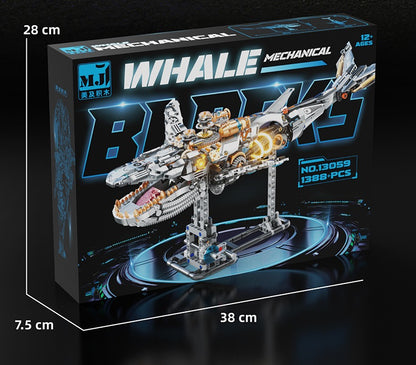 Mechanical Whale – MJI 13059 motorised building set – front of the retail box with box dimensions (38 x 28 x 7.5 cm)