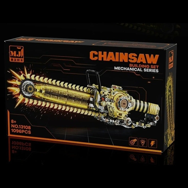 Mechanical Chainsaw – MJI 13108 motorised building set – front of the retail box