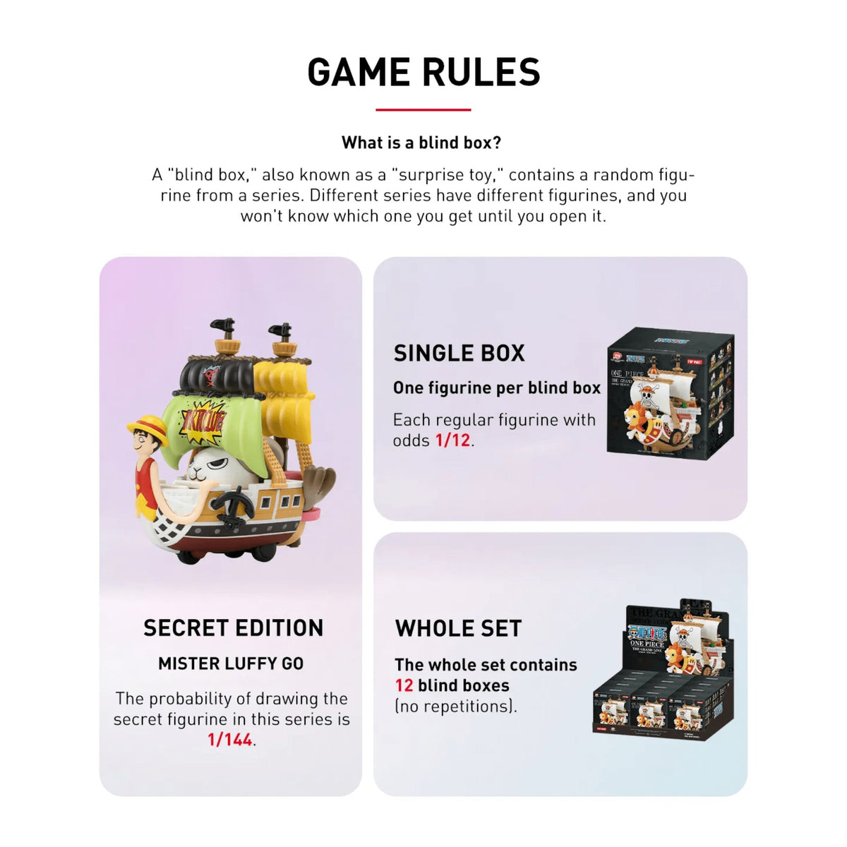 POP MART One Piece The Grand Line Series Vehicles – single box odds and Mister Luffy Go secret edition