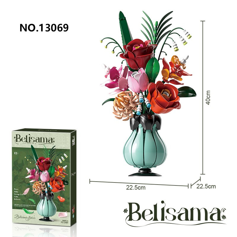 Pandora Bouquet – MJI 13069 botanical building set – size diagram of the bouquet (40 x 22.5 x 22.5 cm) with the retail box
