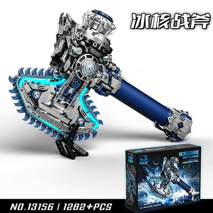 Ice-Core Battle Axe – MJI 13156 motorised building set – assembled battle axe with its retail box