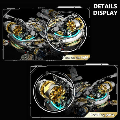 Mechanical Sea Turtle – MJI 13097 motorised building set – close-up panels of the gear train and head