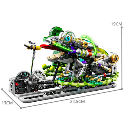 Semi-Mechanical Frog – MJI 13058 motorised building set – size diagram of the assembled model (24.5 x 13 x 19 cm)