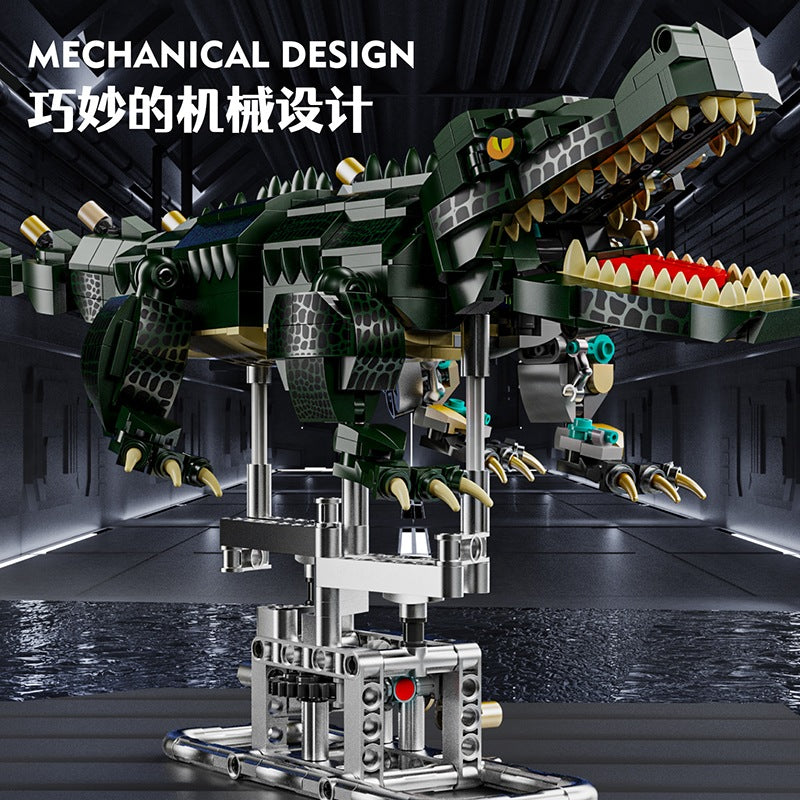 Mechanical Crocodile – MJI 13056 motorised building set – close-up of the mechanical body and gears
