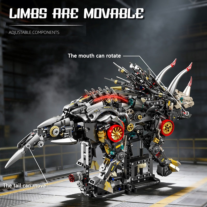 Mechanical Triceratops – MJI 13105 motorised building set – movable mouth and limbs, labelled
