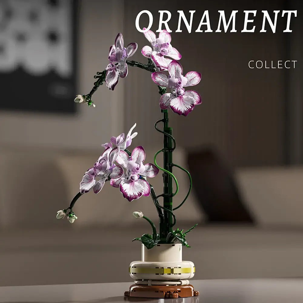 Dancing Lady Orchid – MJI 13114 botanical building set – assembled orchid in a living room