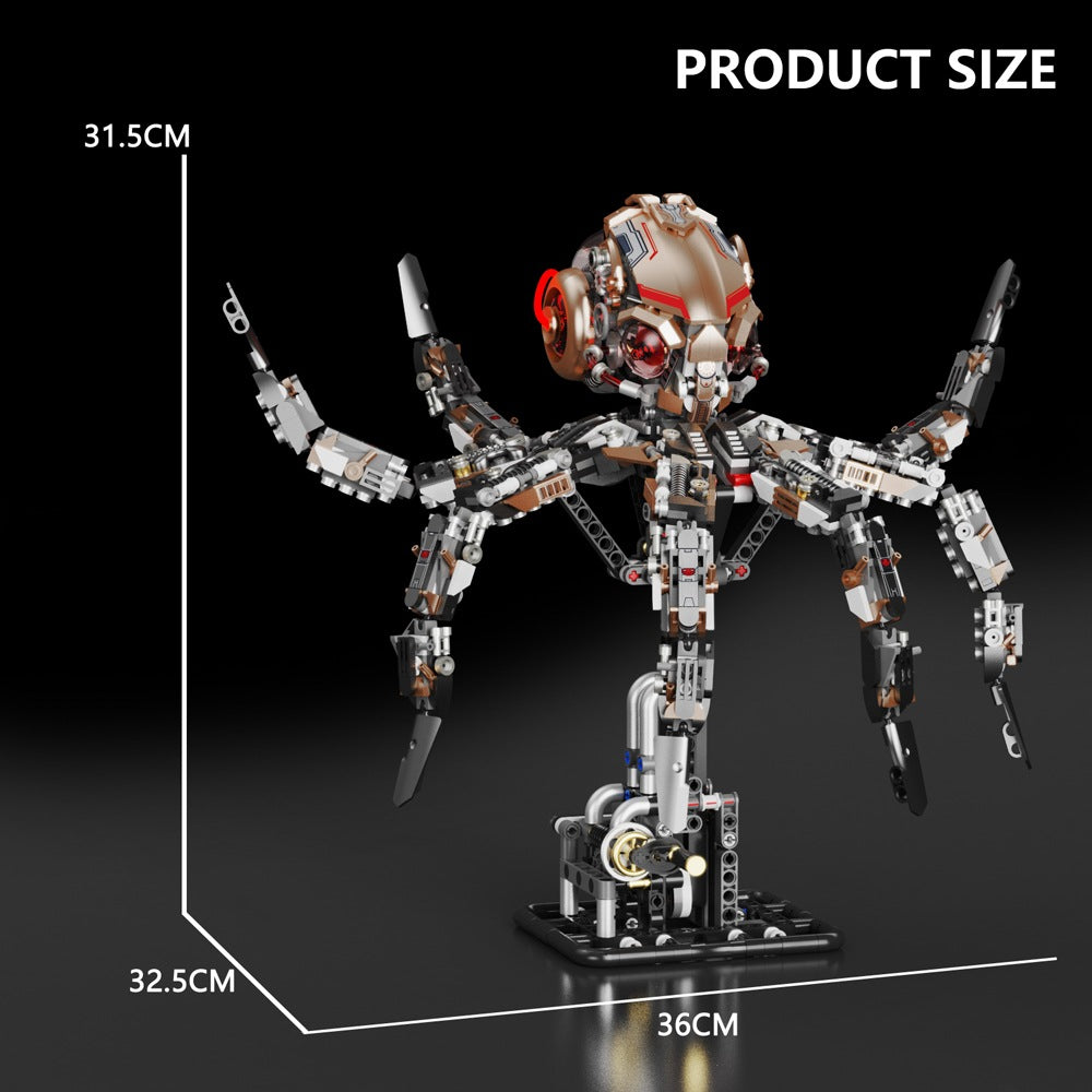 Mechanical Octopus – MJI 13085 motorised building set – size diagram of the assembled model (31.5 x 32.5 x 36 cm)