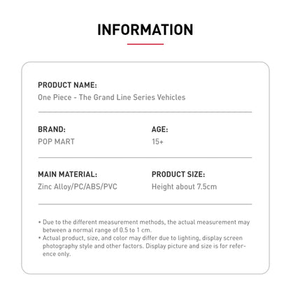 POP MART One Piece The Grand Line Series Vehicles – size and material information