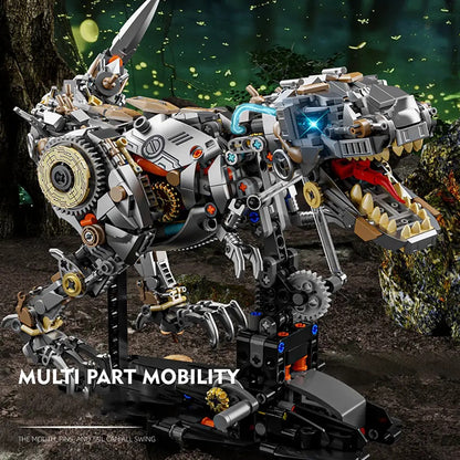 Mechanical Tyrannosaurus – MJI 13087 motorised building set – T-rex in walking pose showing jointed legs