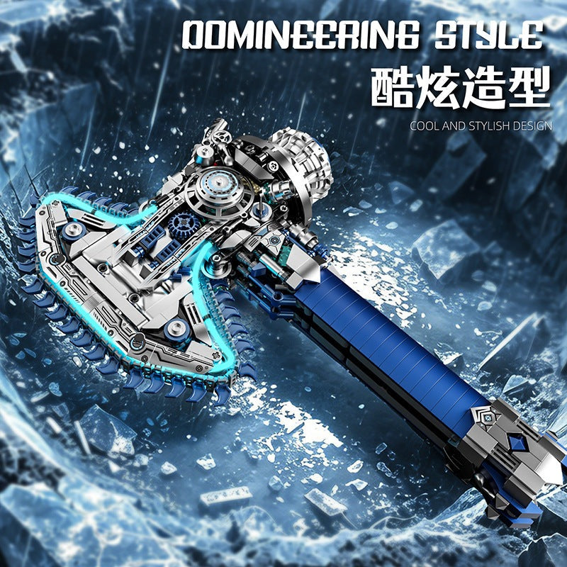 Ice-Core Battle Axe – MJI 13156 motorised building set – battle axe on an icy background