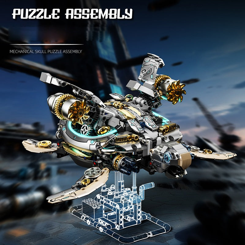 Mechanical Sea Turtle – MJI 13097 motorised building set – turtle with a see-through build diagram of the stand