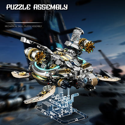 Mechanical Sea Turtle – MJI 13097 motorised building set – turtle with a see-through build diagram of the stand