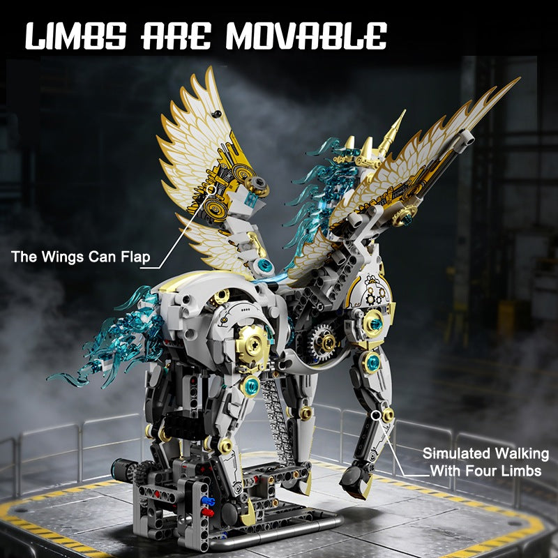 Mechanical Unicorn – MJI 13106 motorised building set – flapping wings and walking legs, labelled