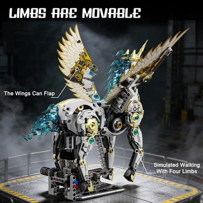 Mechanical Unicorn – MJI 13106 motorised building set – flapping wings and walking legs, labelled