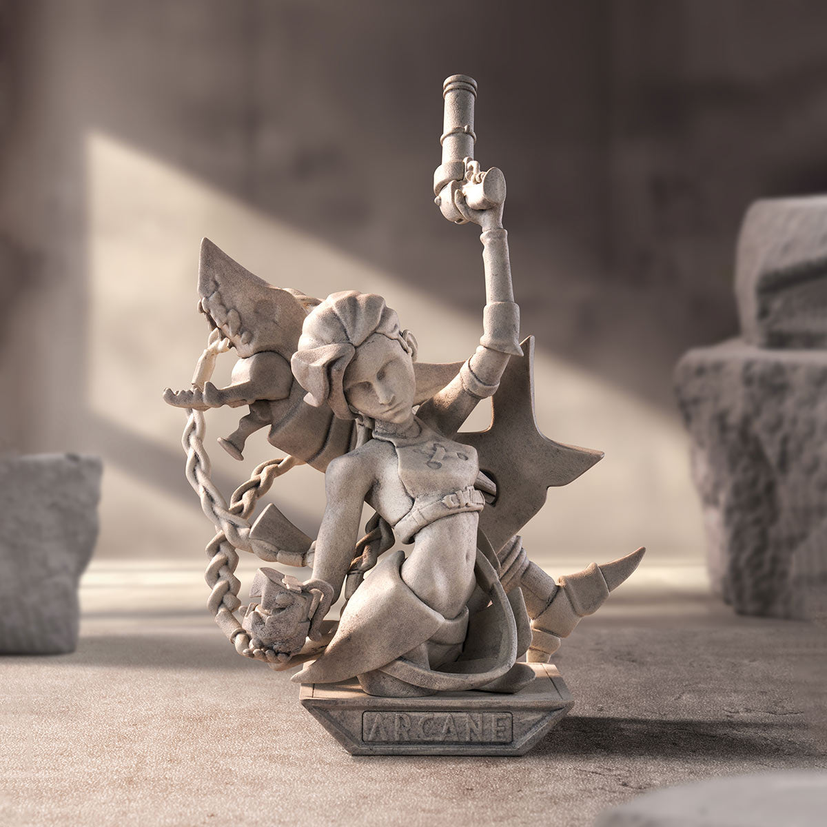 POP MART Arcane Series secret figure – Jinx Special Version stone statue (1/72)