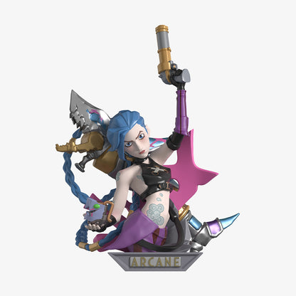 POP MART League of Legends Arcane blind box figure – Jinx with her rocket launcher on an Arcane base