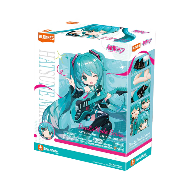 Blokees DaaLaMode Series Hatsune Miku Official Outfit – Fully Articulated Figure with Fabric Details, Guitar & Display Stand