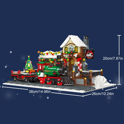 JIESTAR 89142 – The Railway Station at Christmas | 1362 PCS Winter Holiday Building Set with Train & Lights