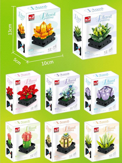 Succulents Assortment B – MJI 13008 botanical building set – retail boxes of all 8 styles