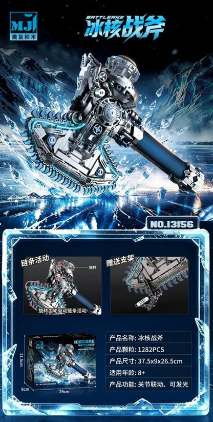 Ice-Core Battle Axe – MJI 13156 motorised building set – promotional poster of the assembled model with specifications