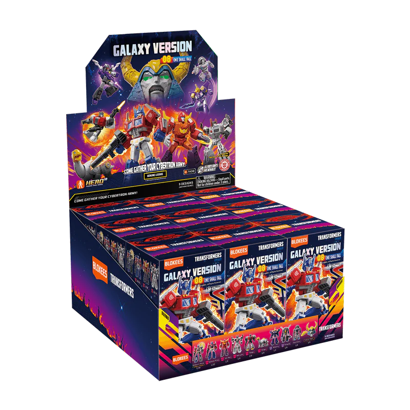 One Shall Fall blind box – Blokees Transformers Galaxy Version 08 – retail display box of the series