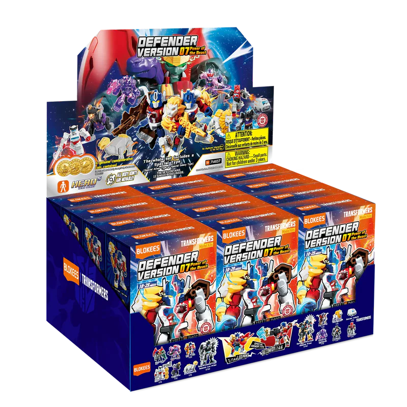 Power of the Beast blind box – Blokees Transformers Defender Version 07 – retail display box of the series
