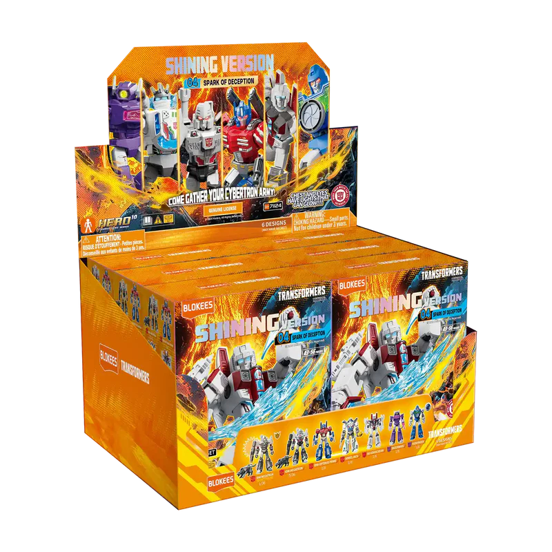 Spark of Deception blind box – Blokees Transformers Shining Version 04 – retail display box of the series