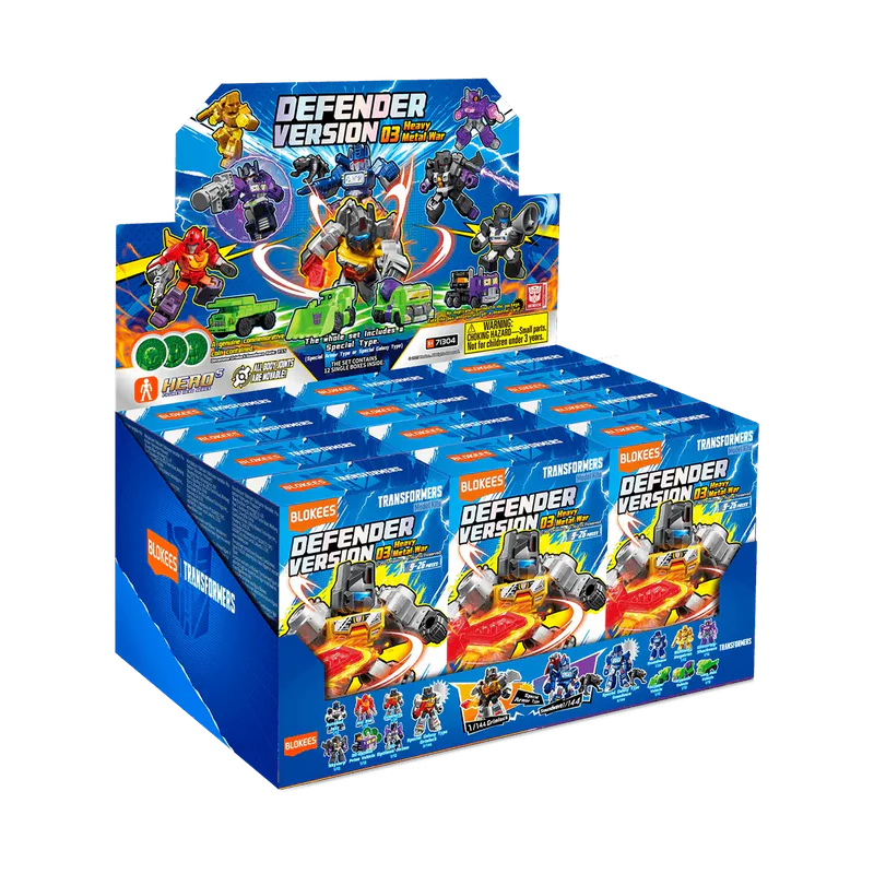 Heavy Metal War blind box – Blokees Transformers Defender Version 03 – retail display box of the series