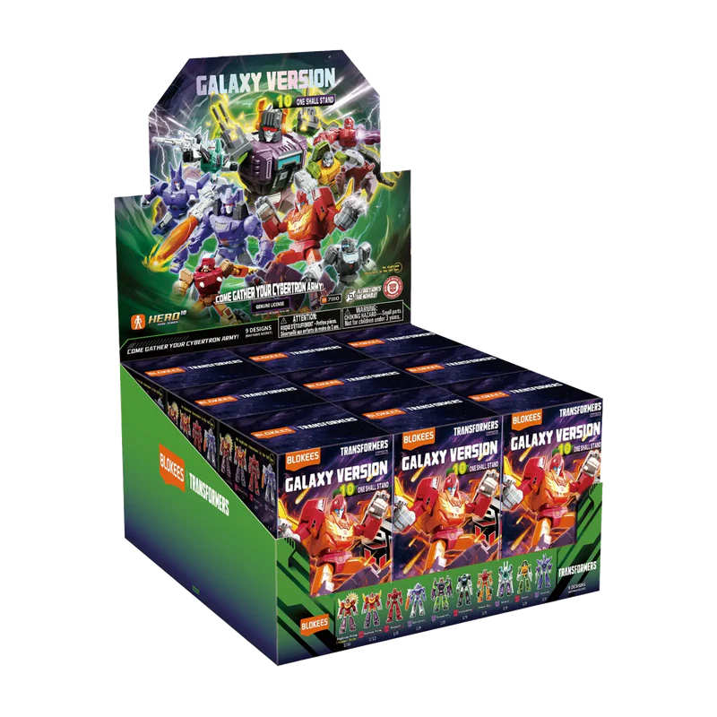 One Shall Stand blind box – Blokees Transformers Galaxy Version 10 – retail display box of the series