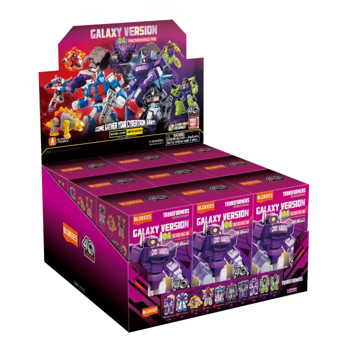Fractured Space-Time blind box – Blokees Transformers Galaxy Version 04 – retail display box of the series