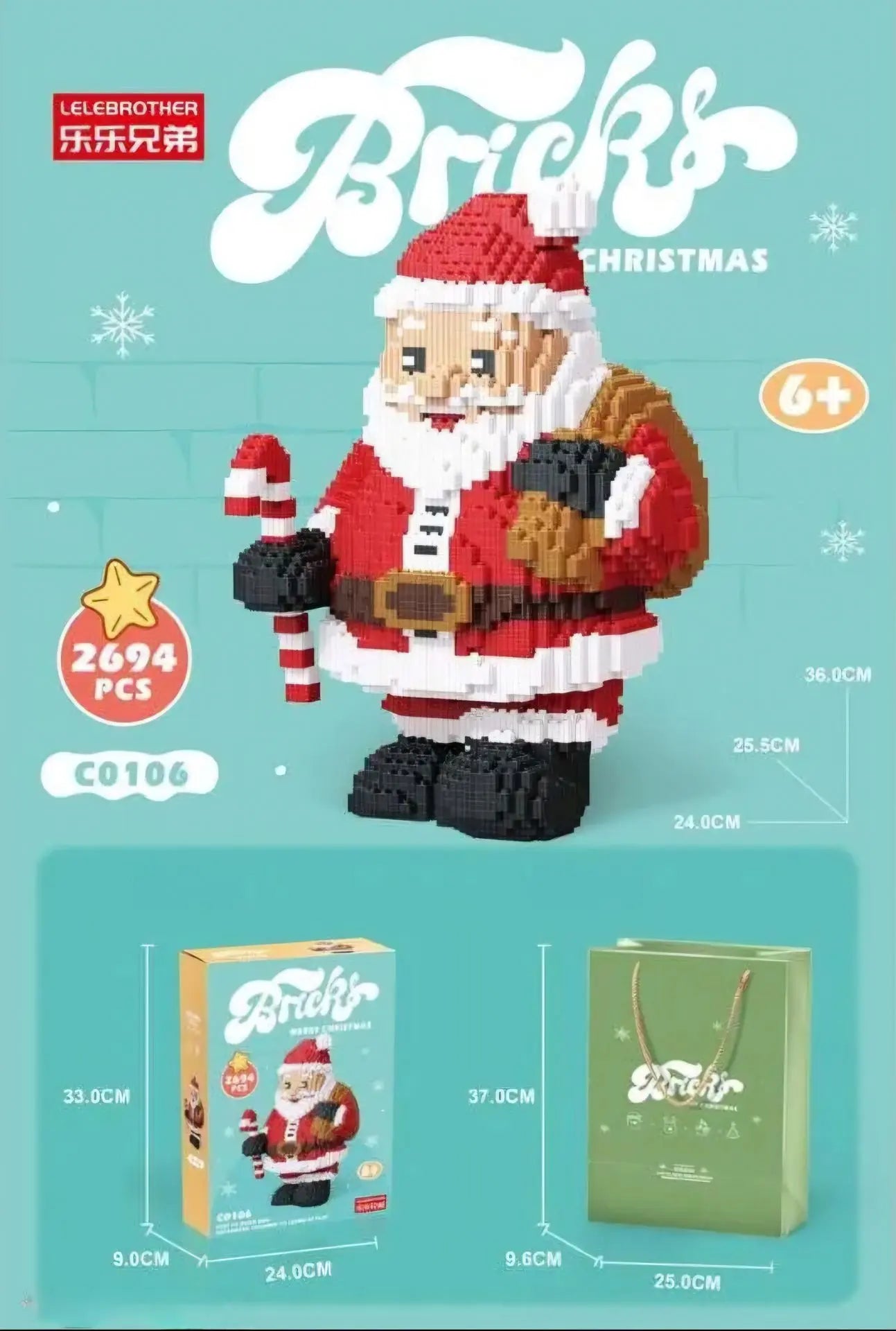 Santa Claus Kerst Bouwset – Ribble Bricks – 2694 Stenen – Educatief Kerstspeelgoed voor Kinderen en Volwassenen